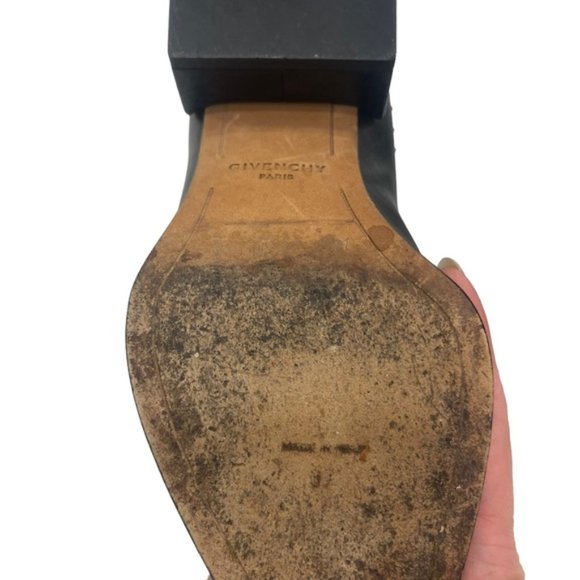 Givenchy Black Leather Studded Accents Chelsea Boots Size 37 Pointed Toe Silver - Picture 3 of 11